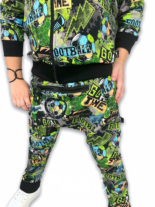 Baggy FOTBAL s kapsičkou a zipem