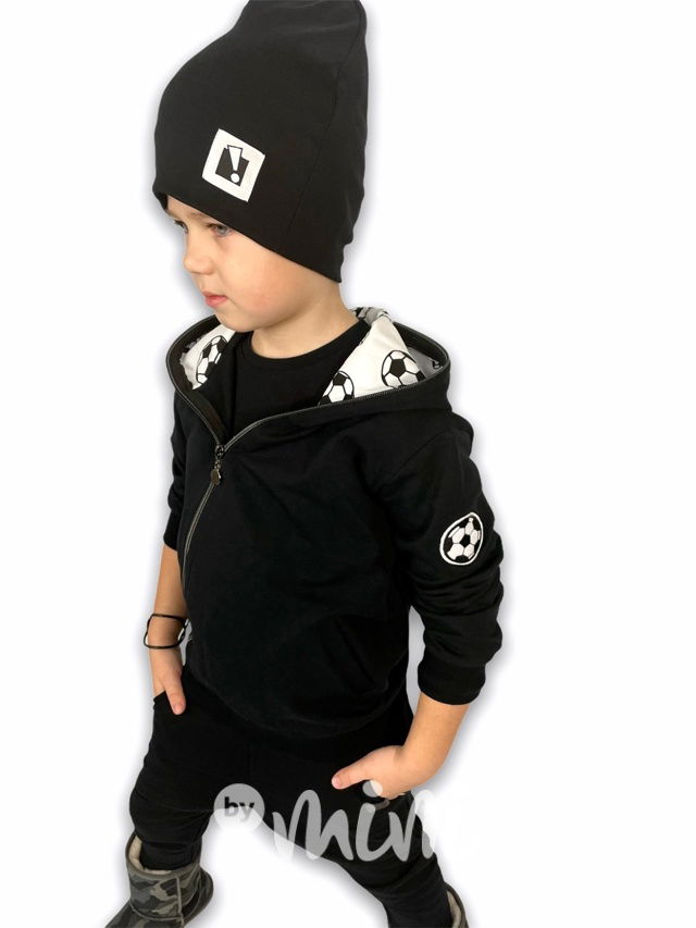 Fotbal černá mikina na šikmý zip