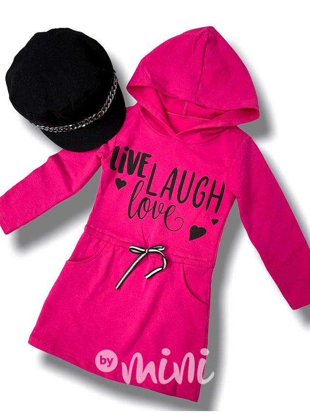 LOVE malinová dívčí hoodie tunika