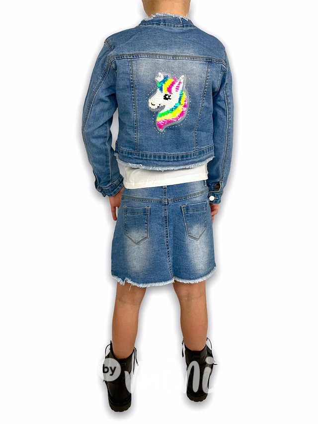 Jeans 3-dílný komplet UNICORN s flitry a kamínky