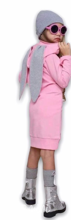 Sweet bunny hoodie tunika - růžová