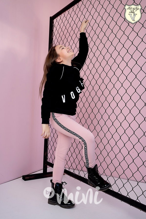 Růžové legíny s ozdobným lampasem VOGA