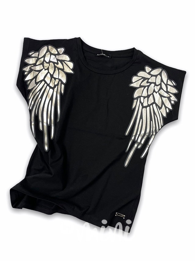 WINGS dívčí triko black/silver