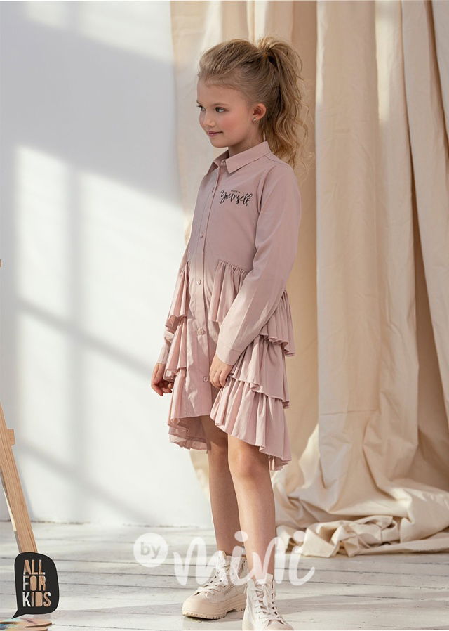 Košilové řasené šaty růžové *AFK*