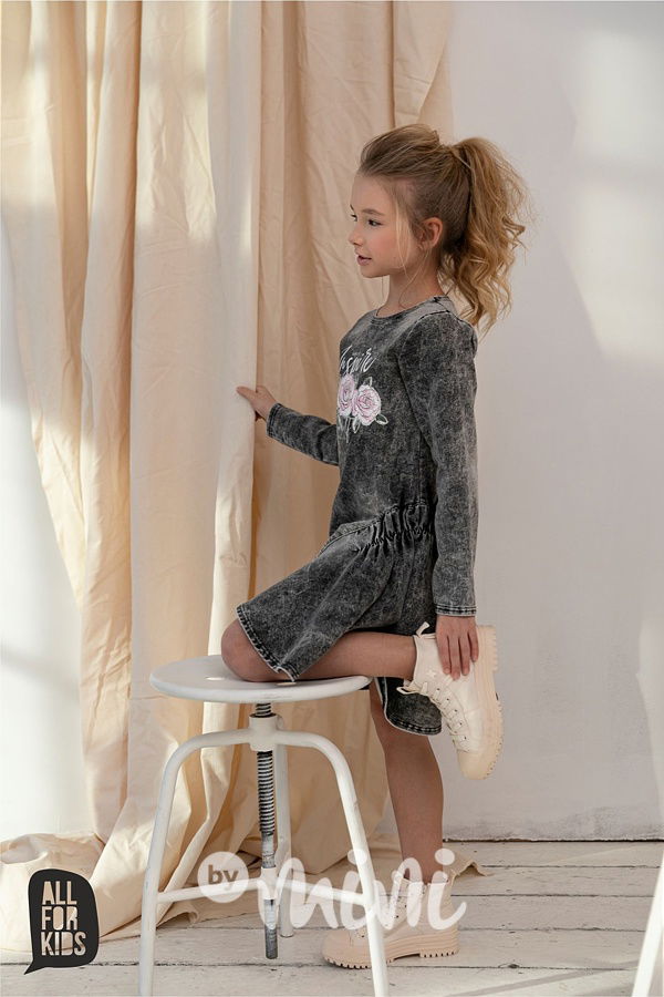 Soft jeans šaty ROSE ice black *AFK*