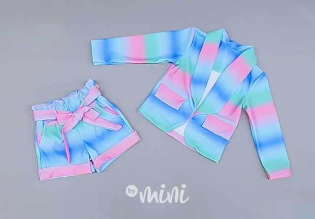 Watercolor sako + šortky blue