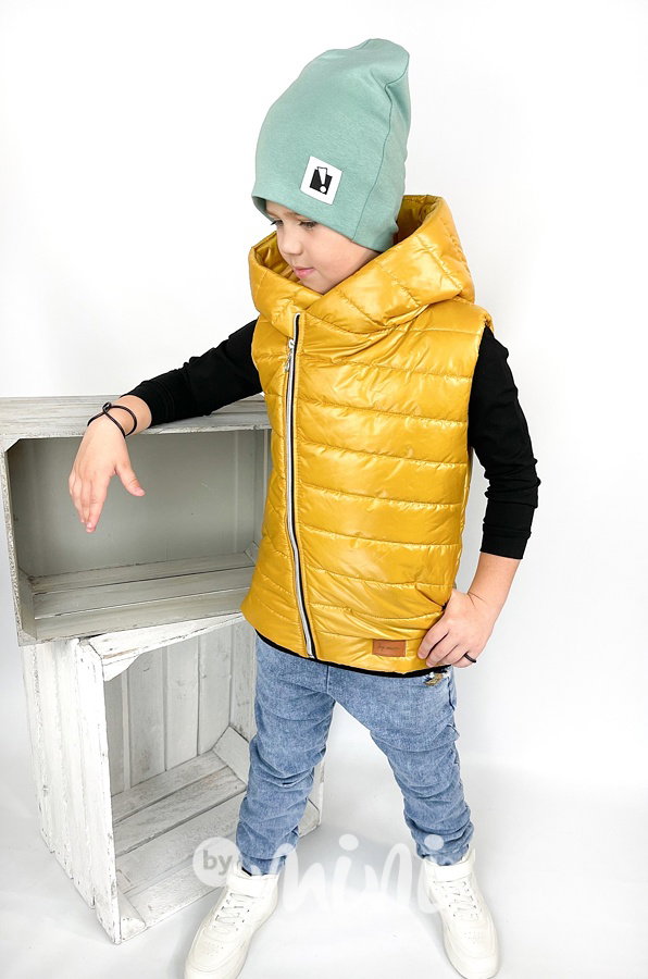 Mustard vesta s maxi kapucí