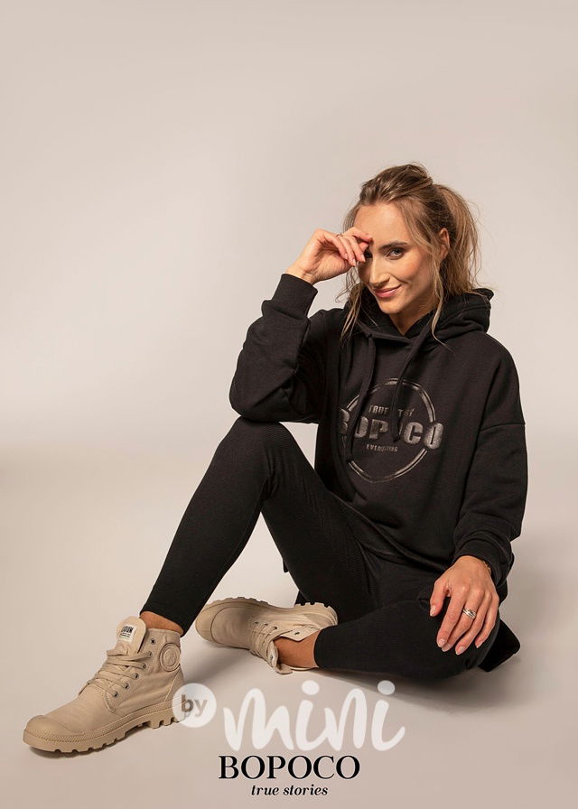 Žebrované legíny máma a dcera - černé