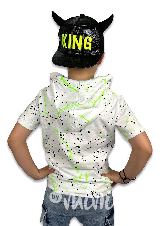 Splash hoodie triko - white&neon green