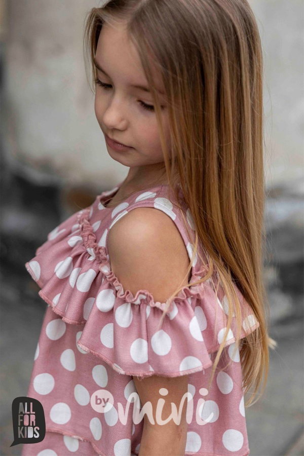 Elegant boho šaty puntík pink *AFK*
