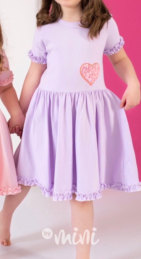 Heart šaty s volánky - lila