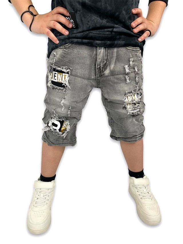 Ripped jeans kraťasy - dark