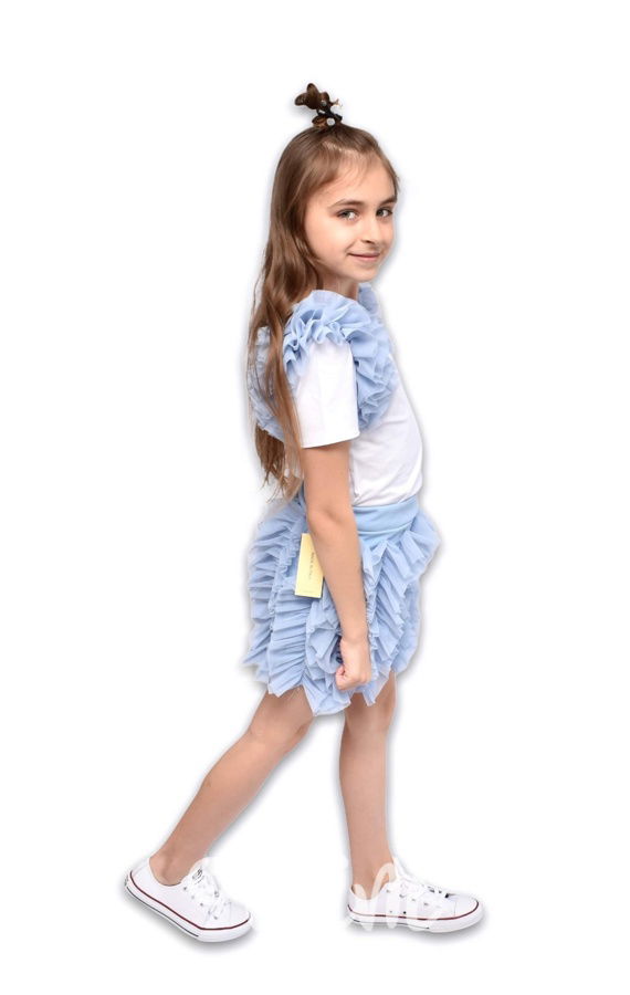 Extra tylová blůzka + sukně baby blue