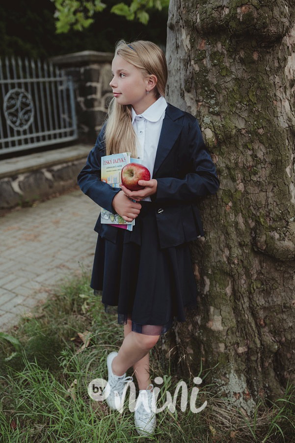 School sako navy mašličky