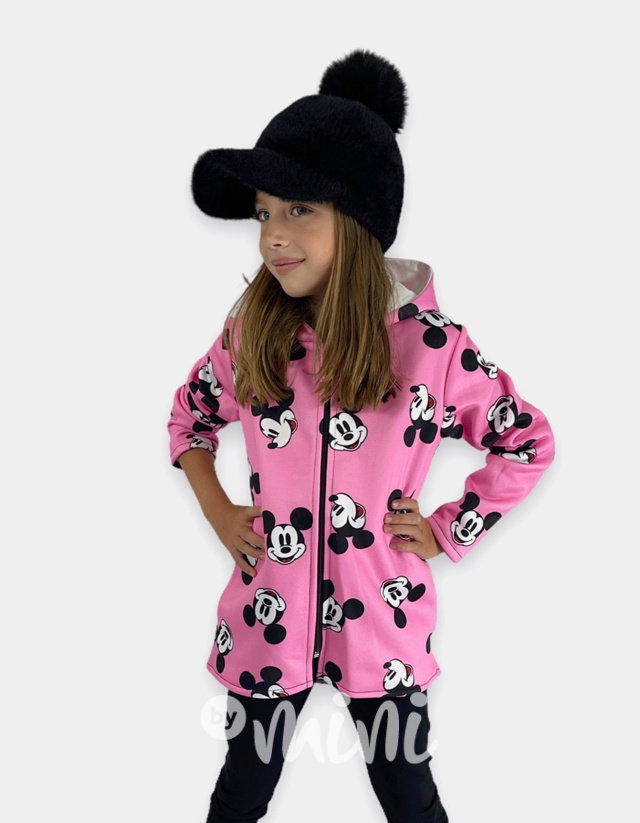 Mickey zateplená mikina růžová