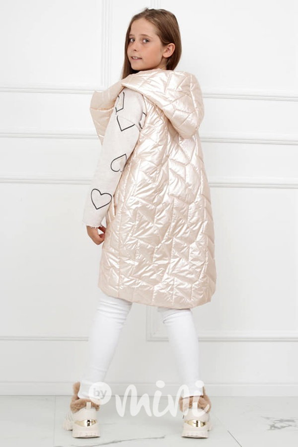 Dlouhá prošívaná vesta shine beige