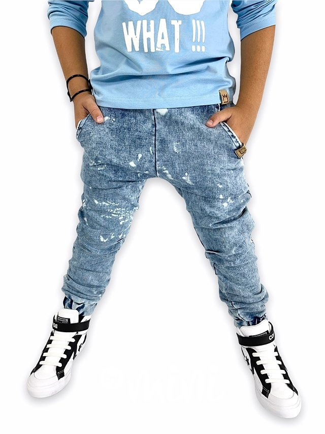Jeans bavlněné jogger tepláky SPLASH white