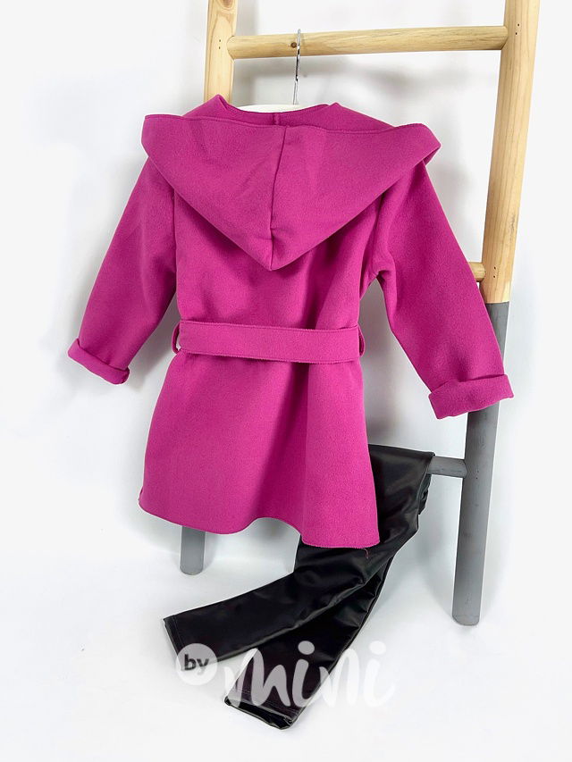 Flaušový hoodie kabátek fuchsie