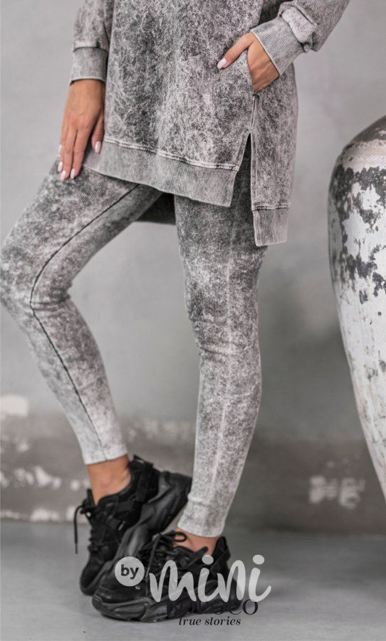 BOPOCO žebrované legíny acid wash