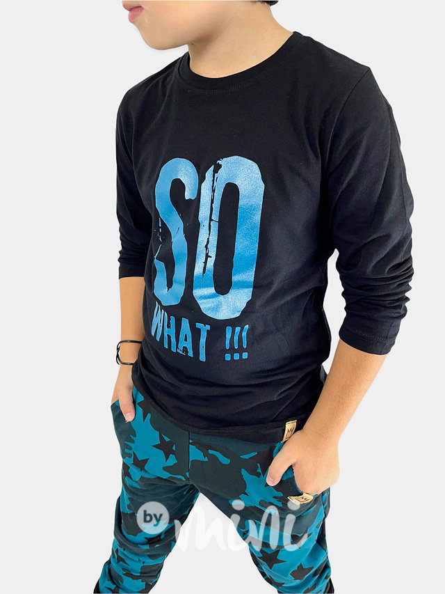 SO WHAT longsleeve triko black/petrol