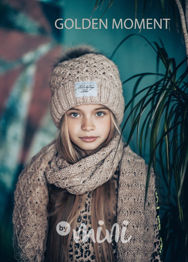 Zimní termo kulich s maxi šálou - beige