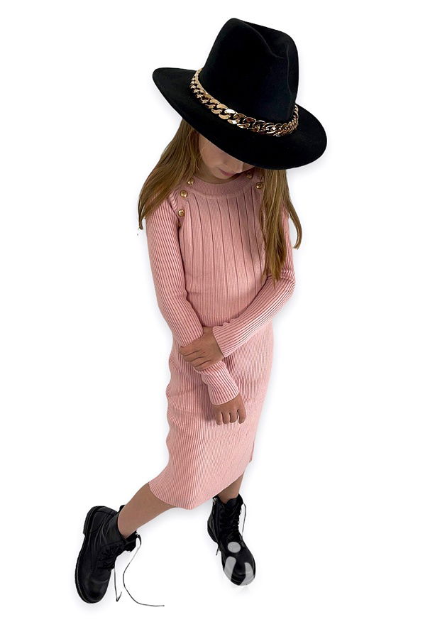 Žebrované svetříkové stretch šaty Glamour - pink