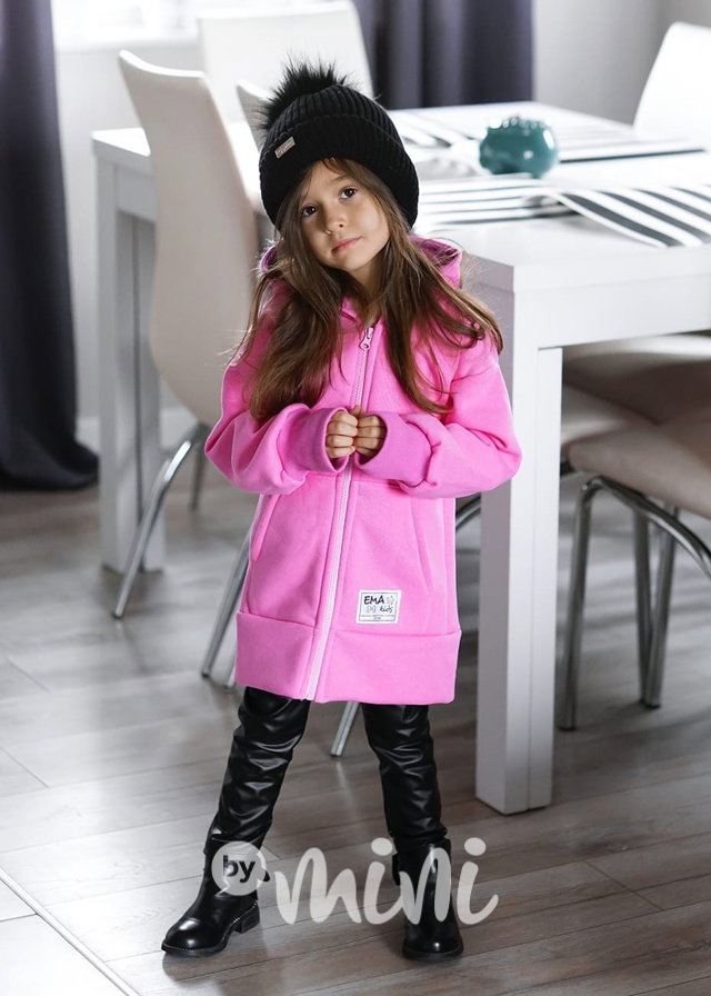 Teplá dlouhá mikina bambulky - Barbie pink
