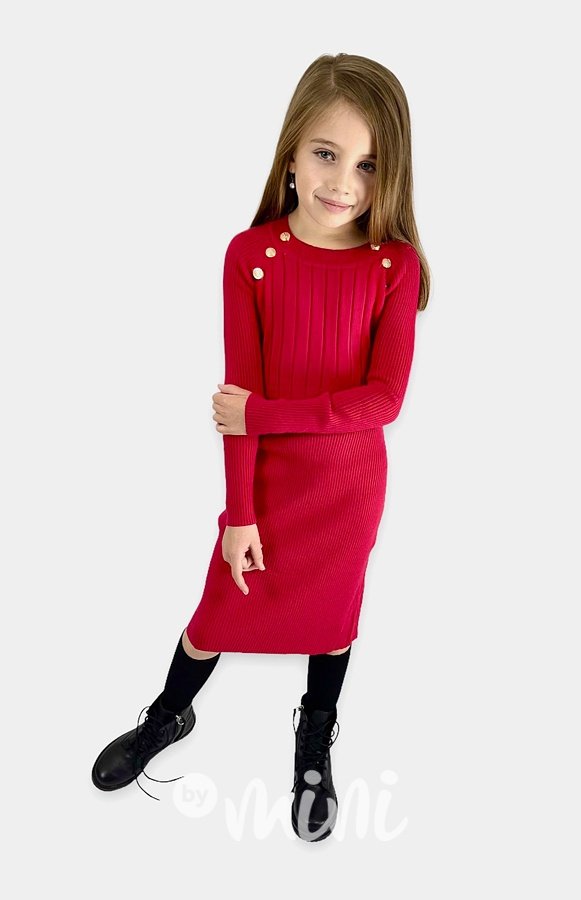 Žebrované svetříkové stretch šaty Glamour - red