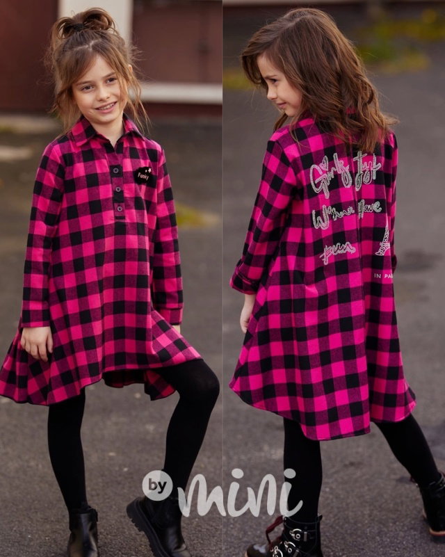 PINK karo košilová tunika *MALA MI*