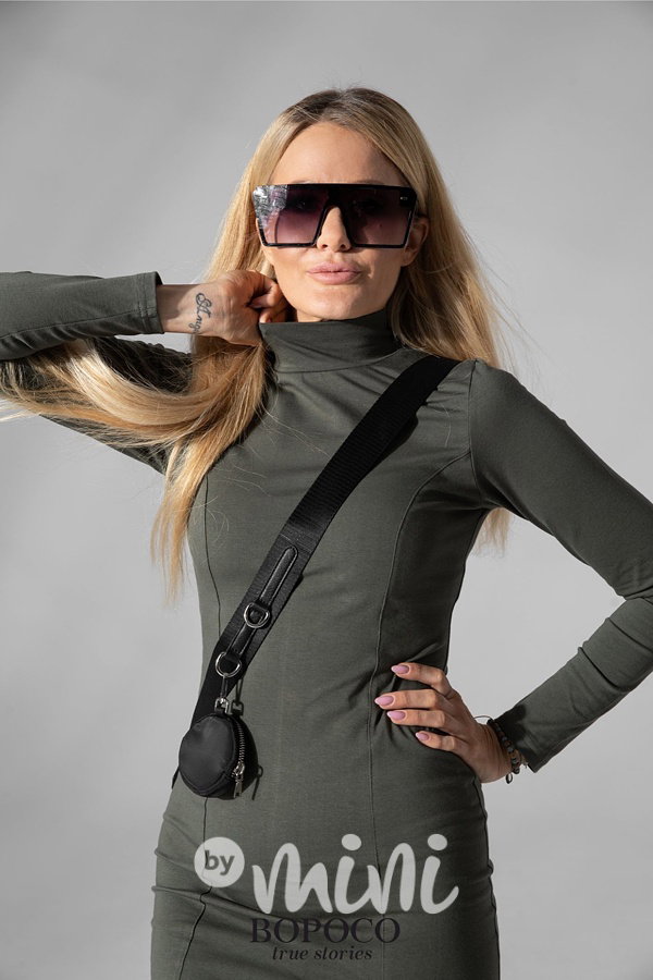 BOPOCO dlouhé šaty khaki