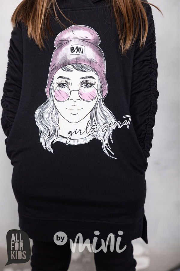 GIRLS mikinová tunika black