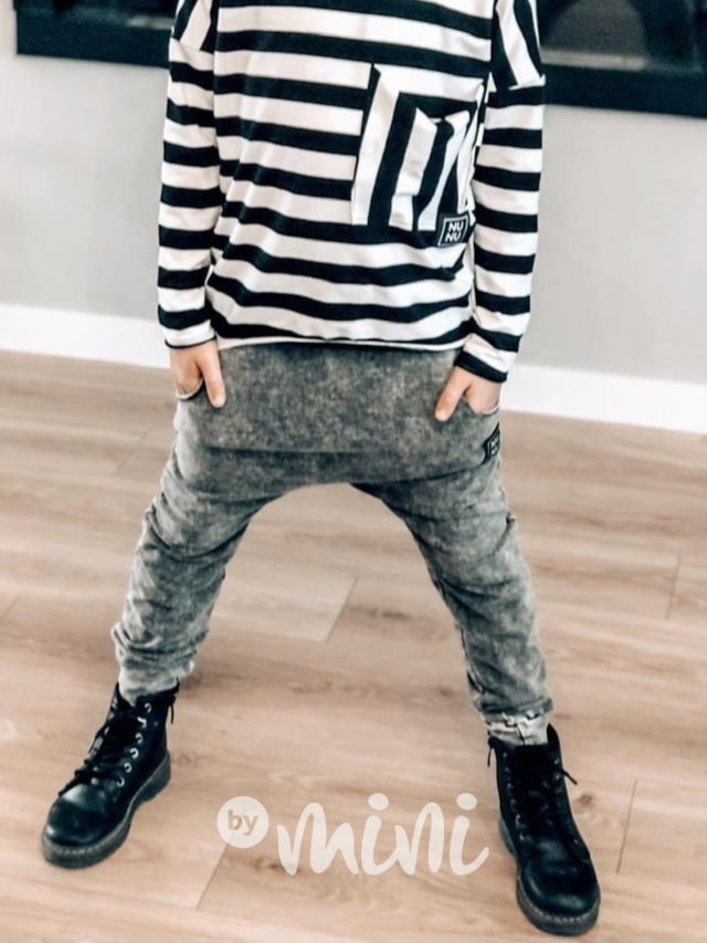 NUNU acid wash black kalhoty alá jeans BASIC