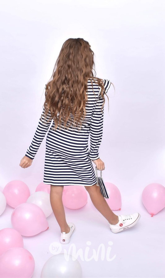 Žebrované fashion šaty s kabelkou navy