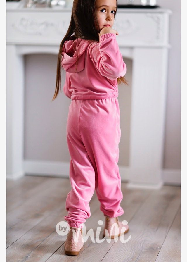 Velurový comfy overal pink