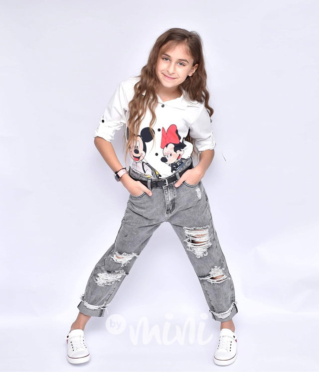 Ripped boyfriend black jeans s páskem