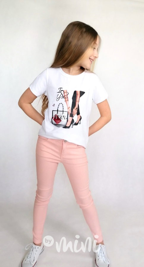 Slim stretch růžové kalhoty