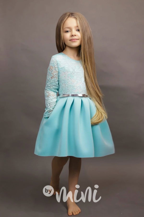 Luxury tyrkys dress - slavnostní dívčí šaty