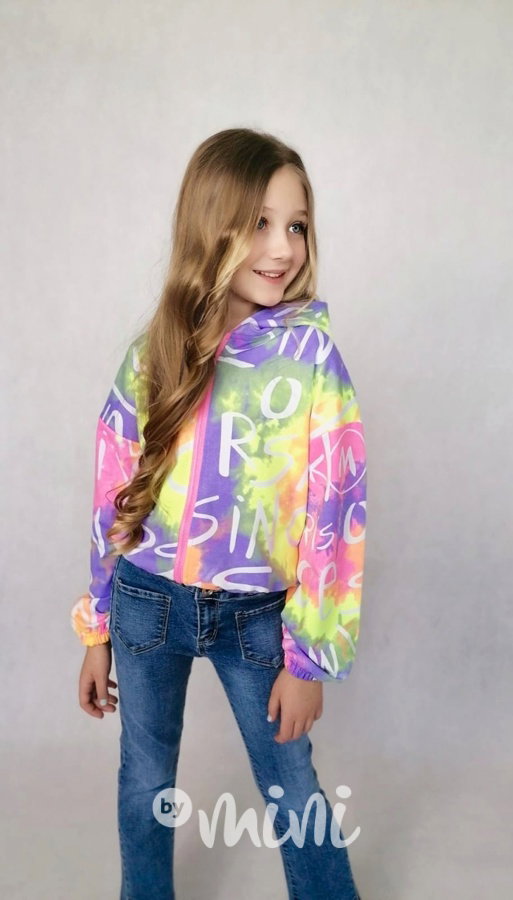 Neon ombre jarní crop bunda lila