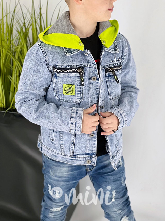 Jeans hoodie bunda s kapucí