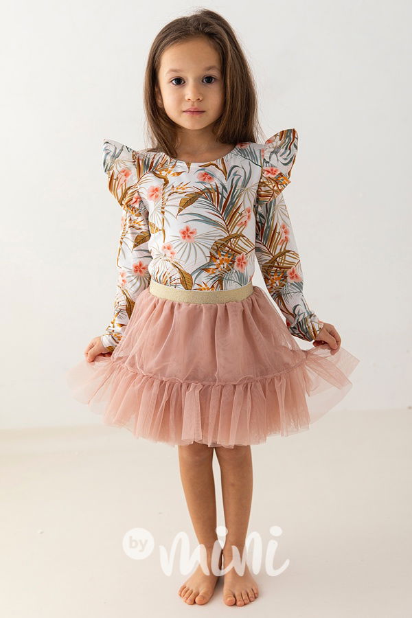 Pudder pink/Gold maxi tutu tyl sukně Lily Grey
