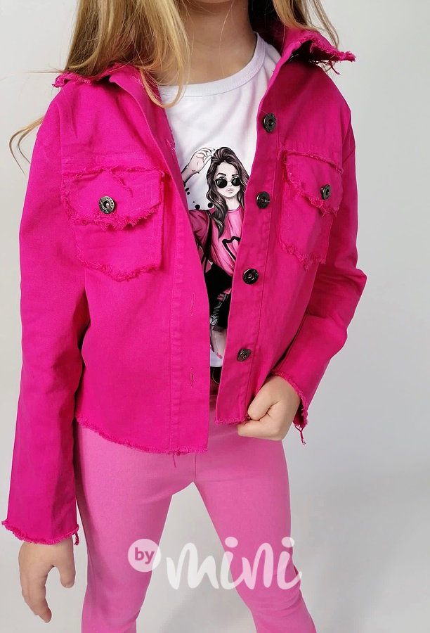 Amarantová jeans bunda