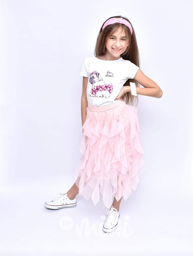 MIDI tylová sukně růžová