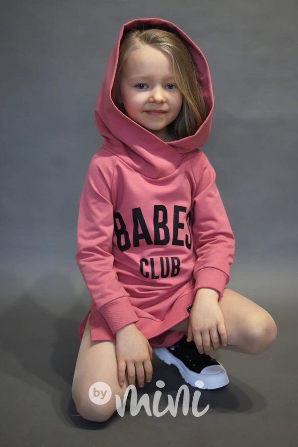 BABES hoodie mikinová tunika old pink