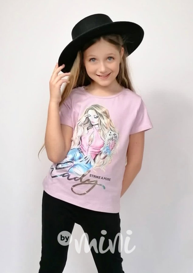 Triko s kamínky LADY lila pink