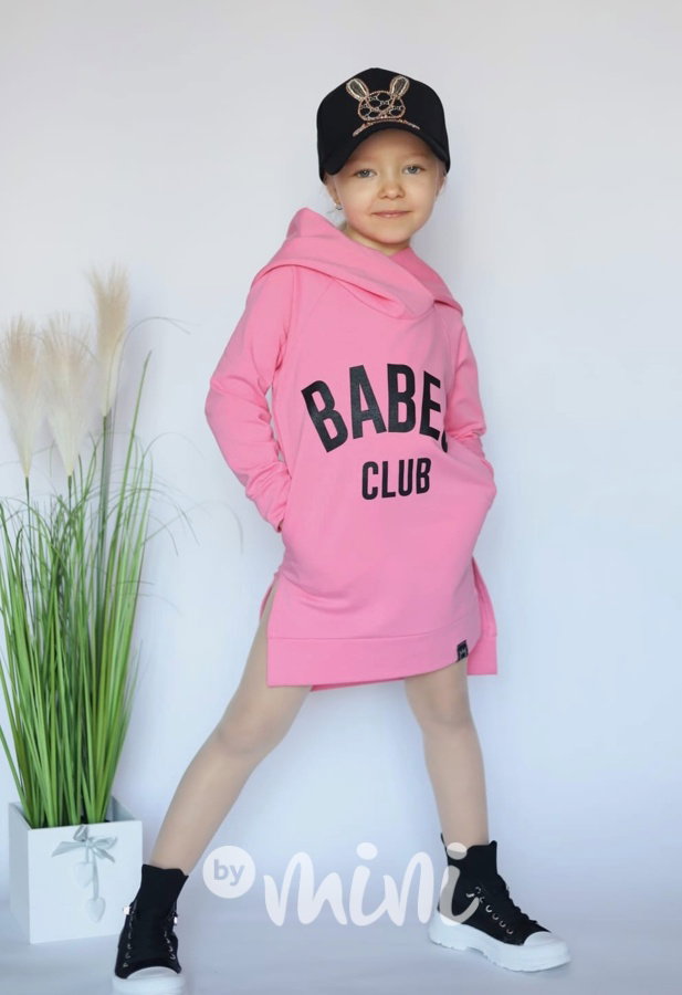 BABES hoodie mikinová tunika pink