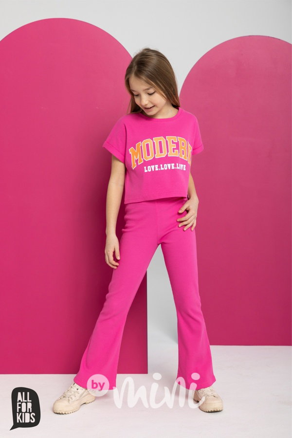 LOVE crop žebrovaná blůzka pink
