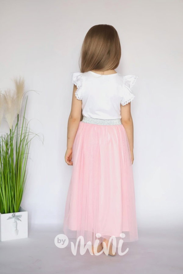 Tylová MIDI sukně pink - dlouhá spodnička