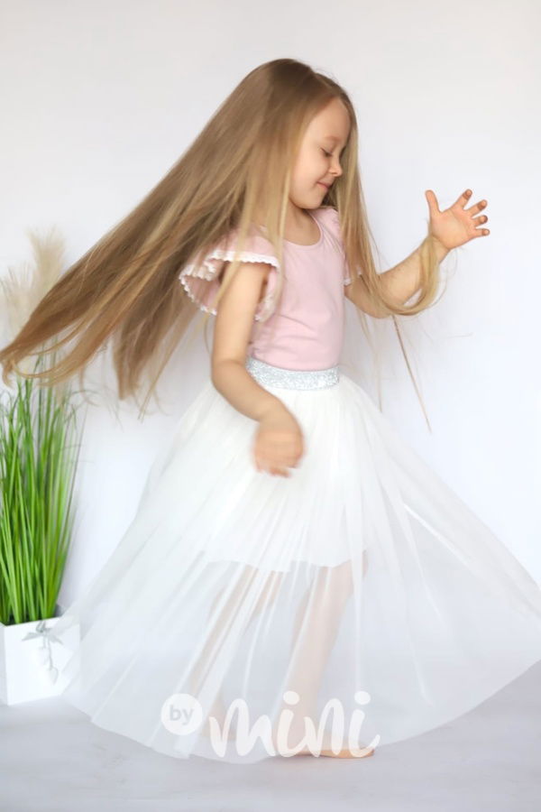 Tylová MIDI sukně white - krátká spodnička