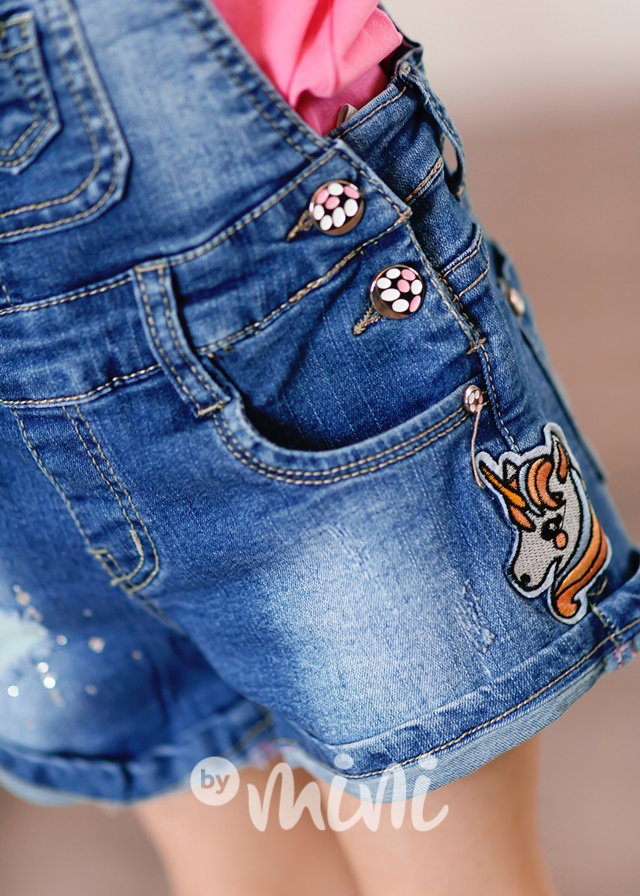 Unicorn jeans lacláčové kraťasy
