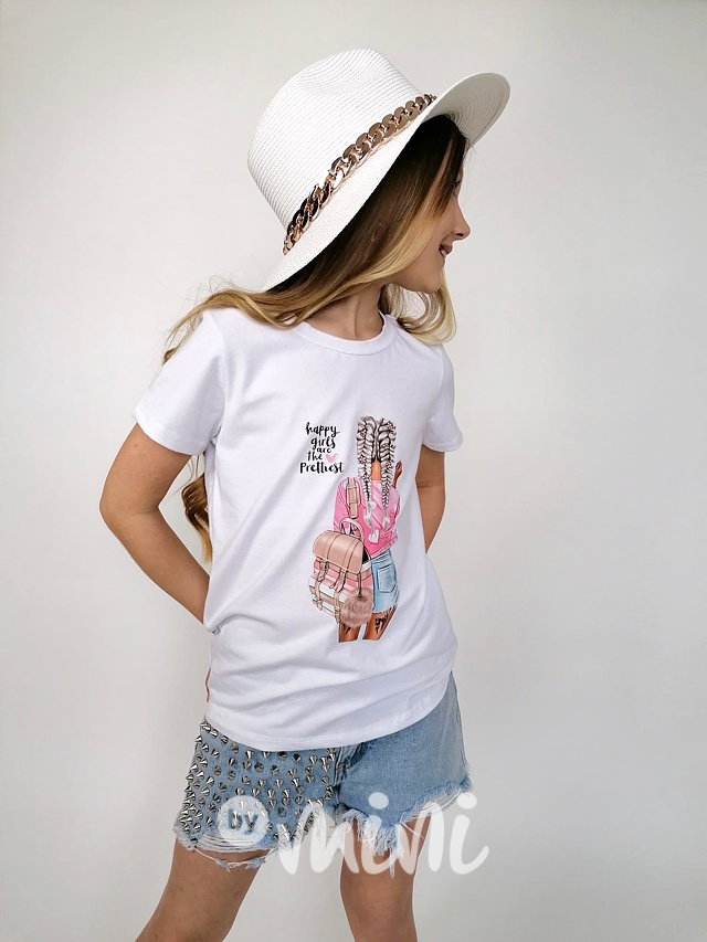 Triko happy girls white/pink